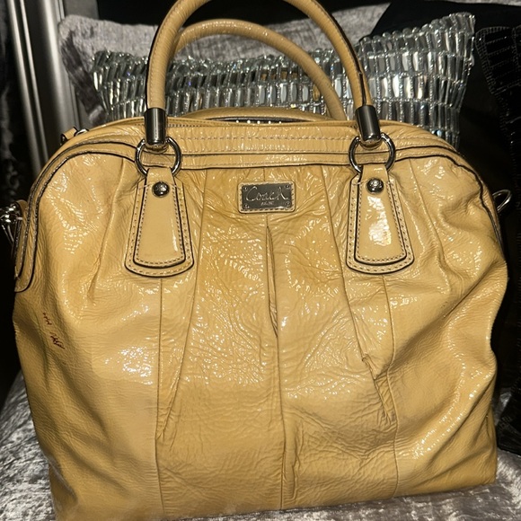 Coach Kristin Yellow Patent Leather Satchel Shoulder Bag - Picture 1 of 16